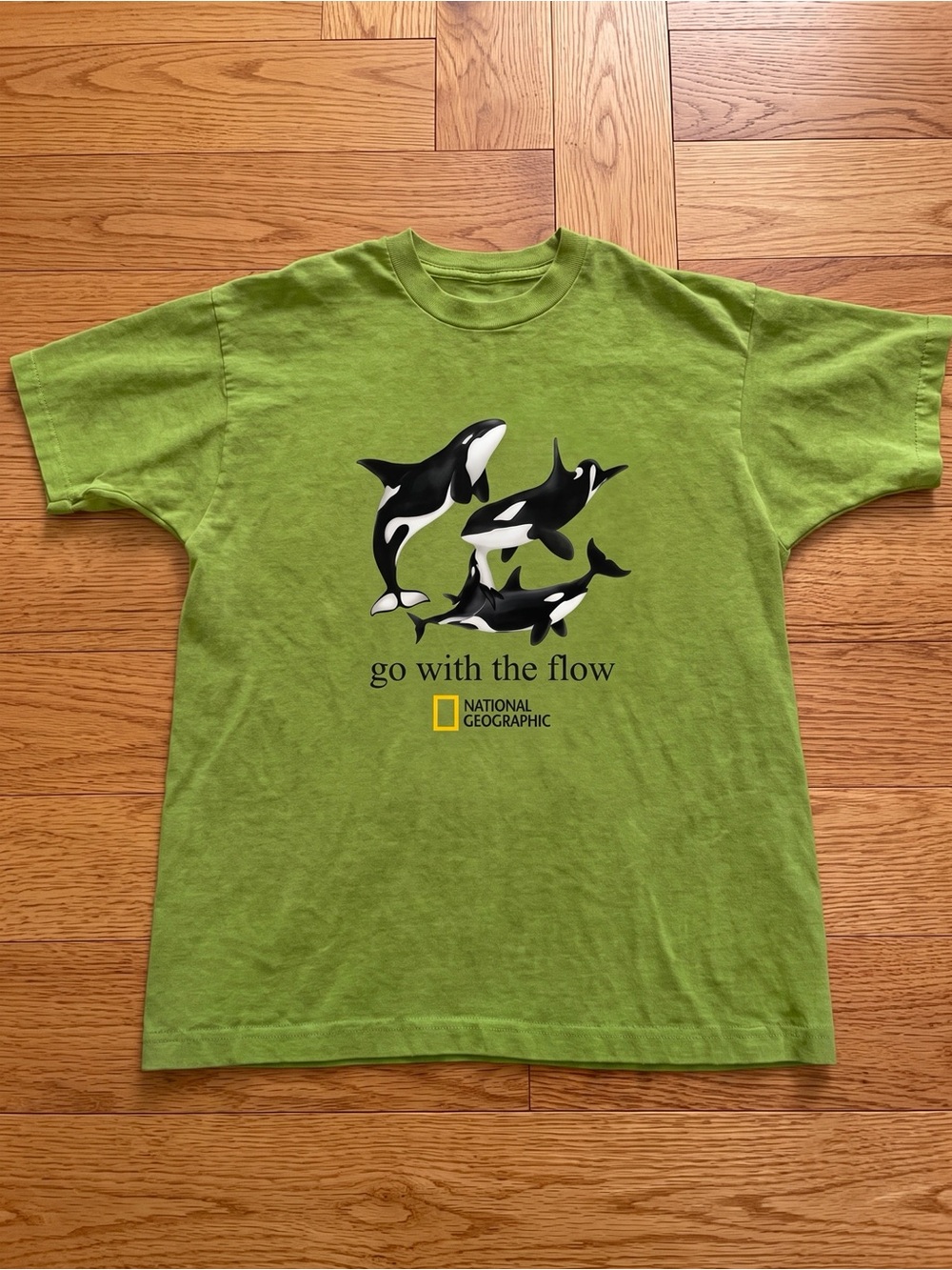 National Geographic Orca Killer Whale Go With The Flow Green Graphic T-Shirt